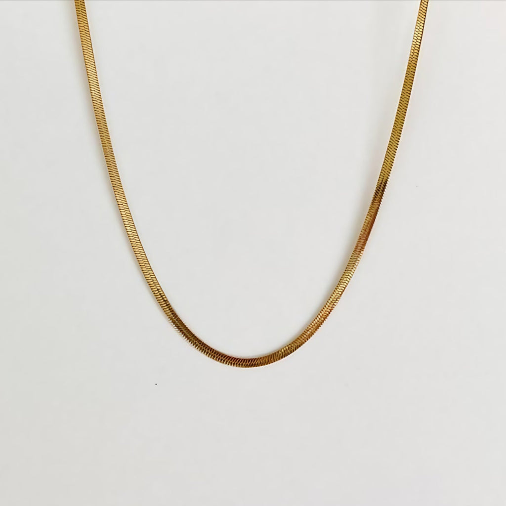 18k gold Herringbone chain. Hypoallergenic. Tarnish free. Ethical jewelry. Free necklace with purchase