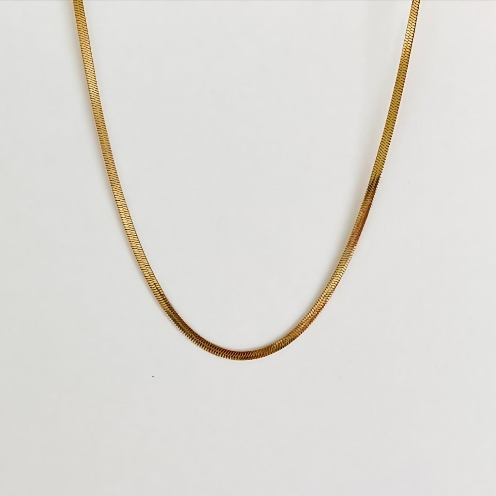 18k gold Herringbone chain. Hypoallergenic. Tarnish free. Ethical jewelry. Free necklace with purchase